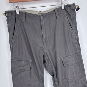 Carhartt WIP Aviation Pants Mens 30x30 (Tag 30x32)‎ Grey Ripstop Cargo Slim Fit